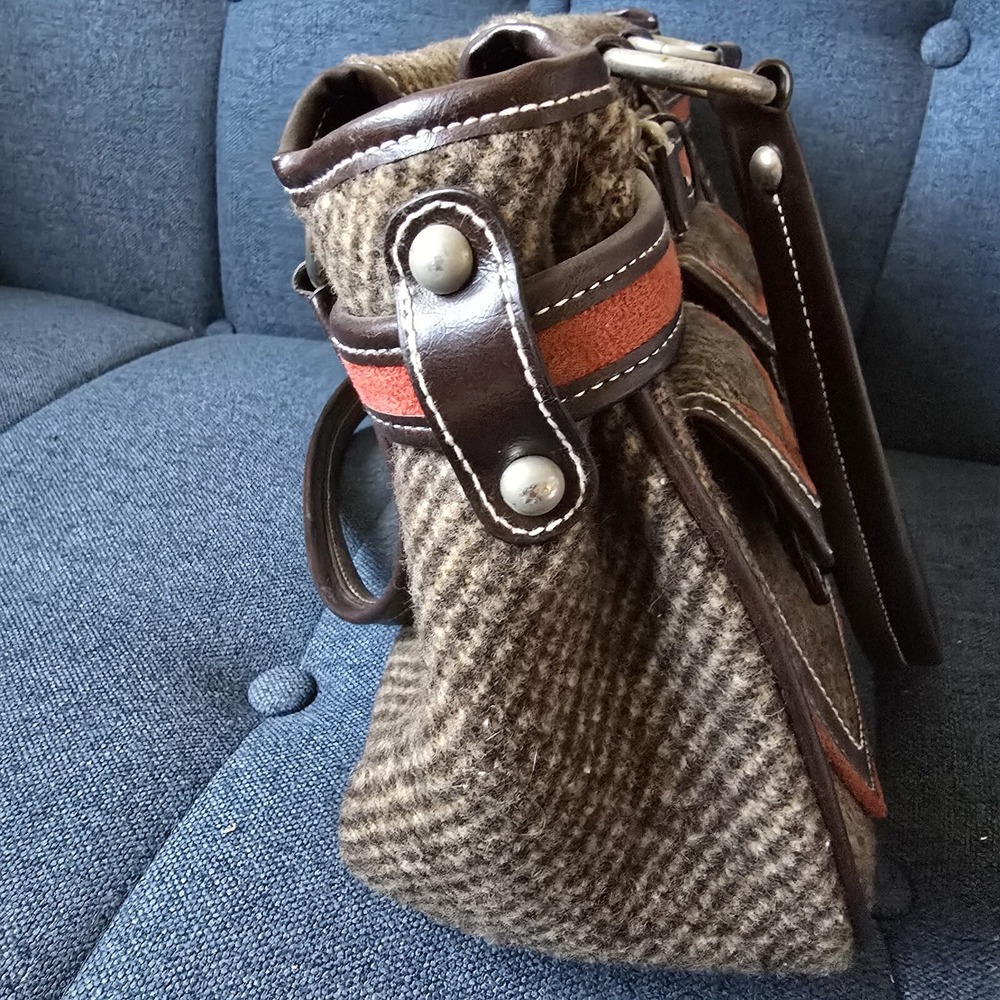 VTG Apt 9 Y2K Brown Red Canvas Hand Bag Silver Metal Hardware Manmade Trim‎ - Picture 11 of 16